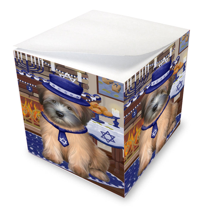 Happy Hanukkah Family Wheaten Terrier Dogs Note Cube NOC-DOTD-A57665