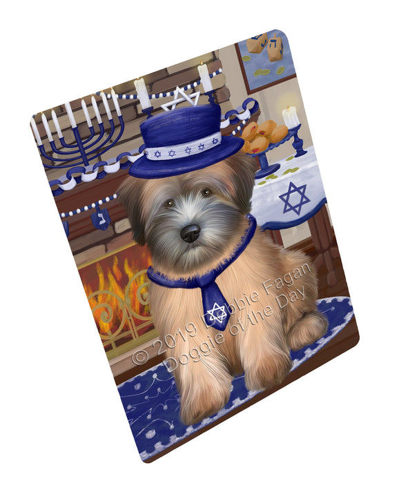 Happy Hanukkah Wheaten Terrier Dog Cutting Board - For Kitchen - Scratch & Stain Resistant - Designed To Stay In Place - Easy To Clean By Hand - Perfect for Chopping Meats, Vegetables