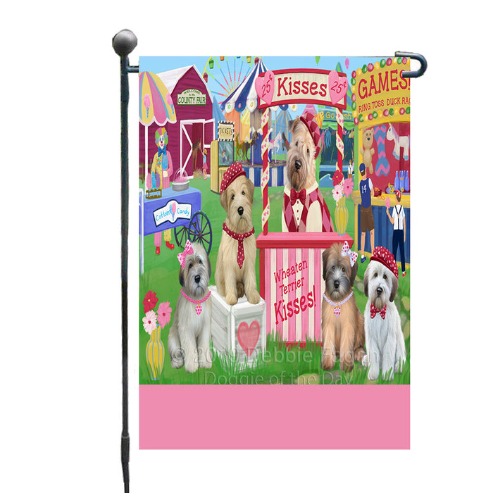 Personalized Carnival Kissing Booth Wheaten Terrier Dogs Custom Garden Flag GFLG64329