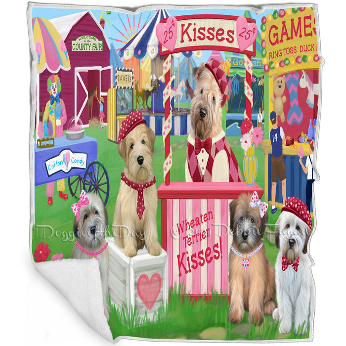 Carnival Kissing Booth Wheaten Terriers Dog Blanket BLNKT123870