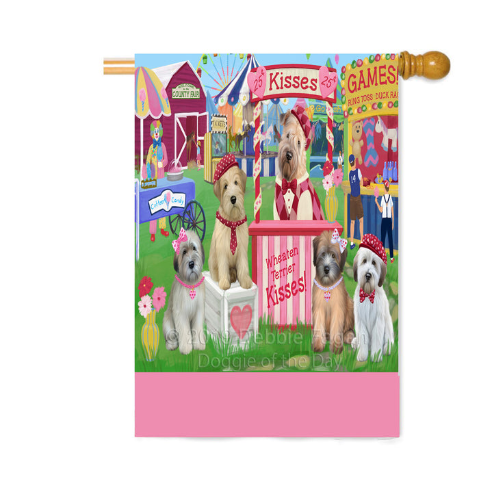 Personalized Carnival Kissing Booth Wheaten Terrier Dogs Custom House Flag FLG63653