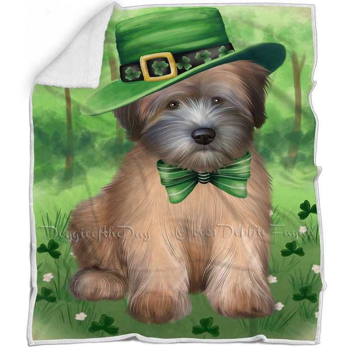 St. Patricks Day Irish Portrait Wheaten Terrier Dog Blanket BLNKT133167