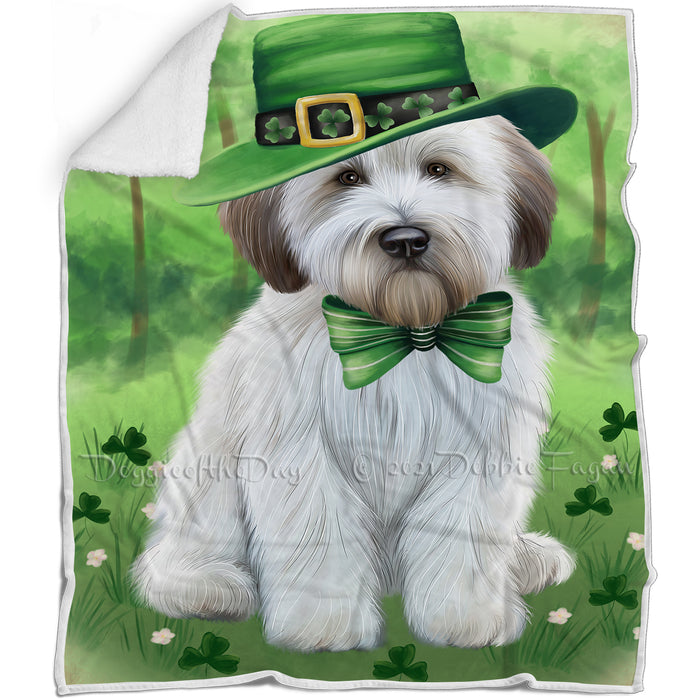 St. Patricks Day Irish Portrait Wheaten Terrier Dog Blanket BLNKT133149