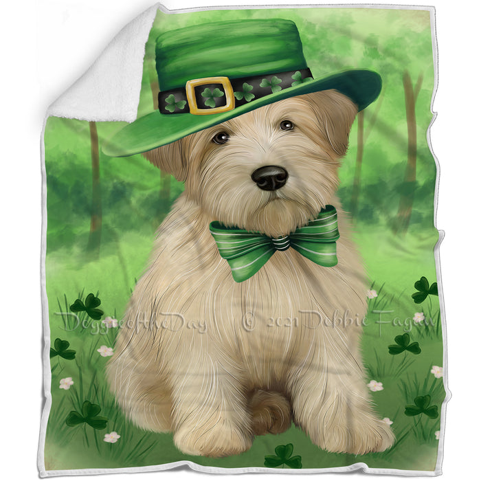 St. Patricks Day Irish Portrait Wheaten Terrier Dog Blanket BLNKT133158