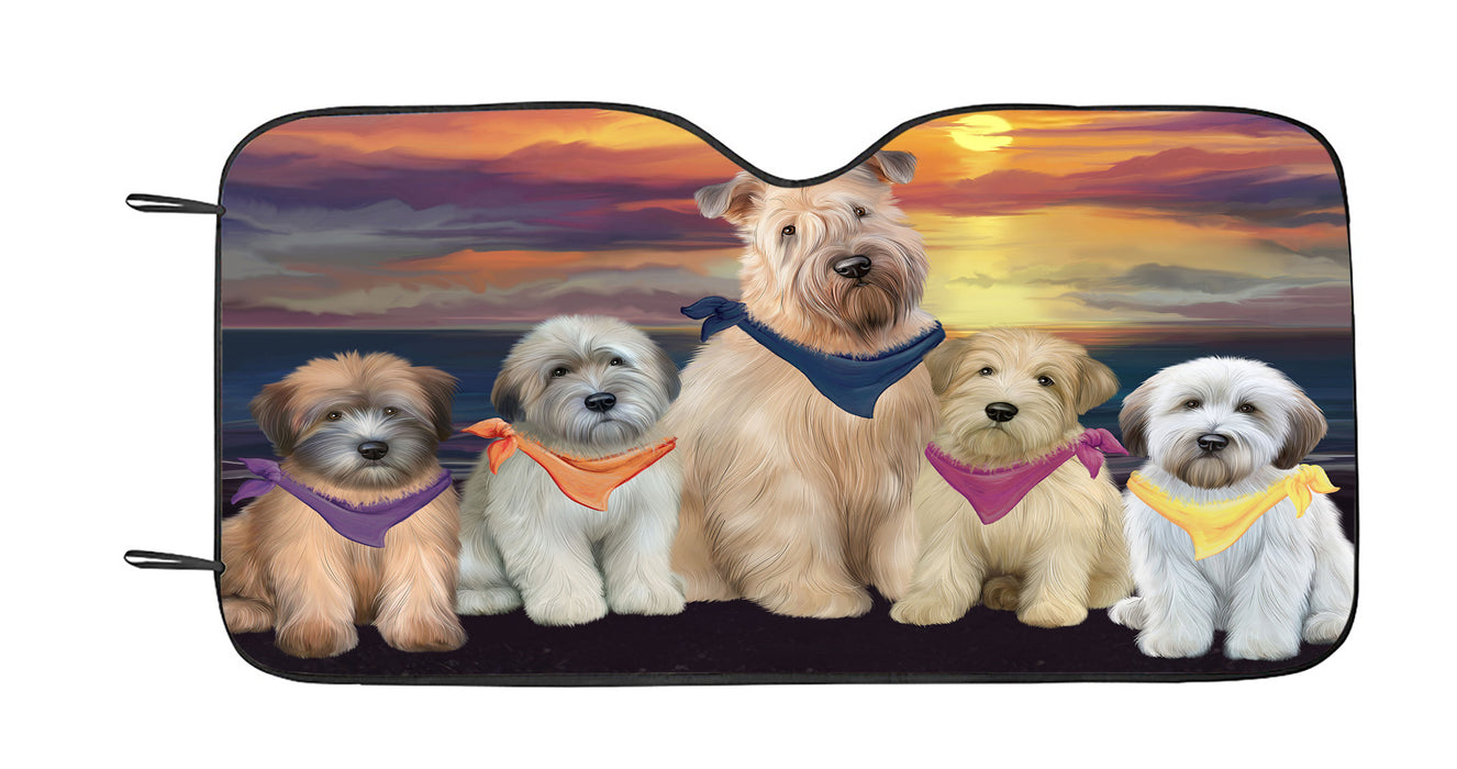 Family Sunset Portrait Wheaten Terrier Dogs Car Sun Shade