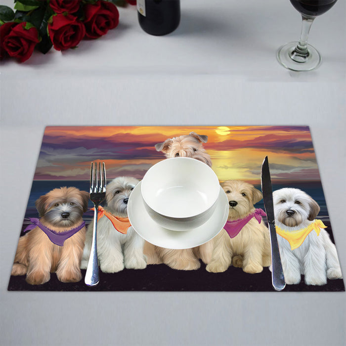 Family Sunset Portrait Wheaten Terrier Dogs Placemat