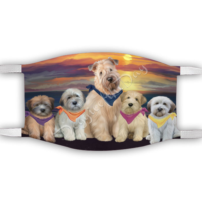 Family Sunset Wheaton Terrier Dogs Face Mask FM49250