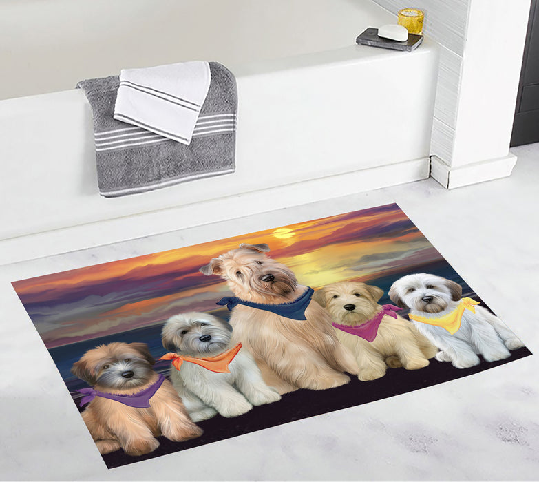 Family Sunset Portrait Wheaten Terrier Dogs Bath Mat