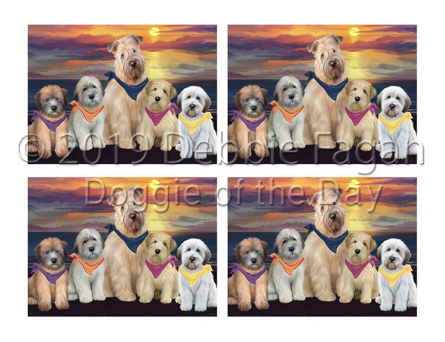 Family Sunset Portrait Wheaten Terrier Dogs Placemat