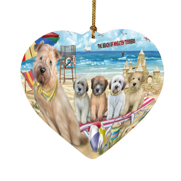 Pet Friendly Beach West Wheaten Terrier Dogs Heart Christmas Ornament HPORA58871
