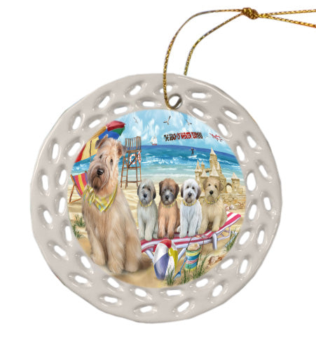 Pet Friendly Beach Wheaten Dogs  Doily Ornament DPOR58522