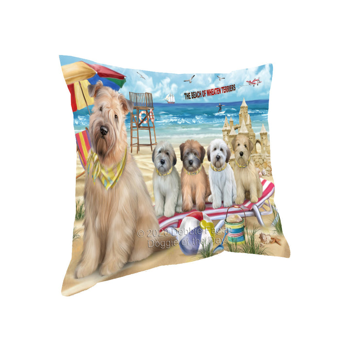 Pet Friendly Beach Wheaten Terrier Dogs Pillow with Top Quality High-Resolution Images - Ultra Soft Pet Pillows for Sleeping - Reversible & Comfort - Ideal Gift for Dog Lover - Cushion for Sofa Couch Bed - 100% Polyester