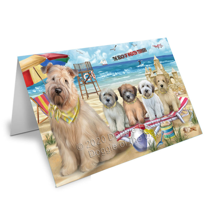 Pet Friendly Beach Wheaten Terrier Dogs Handmade Artwork Assorted Pets Greeting Cards and Note Cards with Envelopes for All Occasions and Holiday Seasons