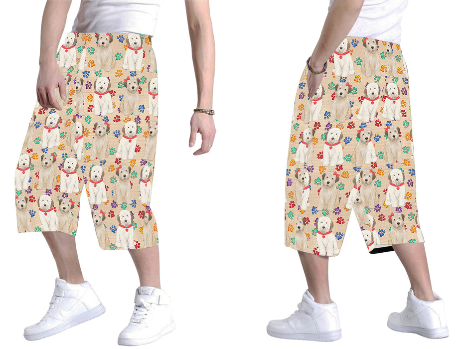 Rainbow Paw Print Wheaten Terrier Dogs Red All Over Print Men's Baggy Shorts