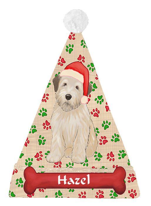 Pet Name Personalized Christmas Paw Print Wheaten Terrier Dogs Santa Hat