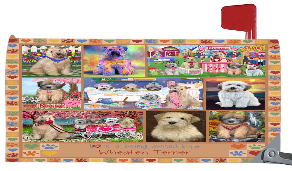 Love is Being Owned Wheaten Terrier Dog Beige Magnetic Mailbox Cover Both Sides Pet Theme Printed Decorative Letter Box Wrap Case Postbox Thick Magnetic Vinyl Material