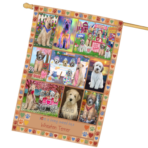 Love is Being Owned Wheaten Terrier Dog Beige House Flag FLG65552