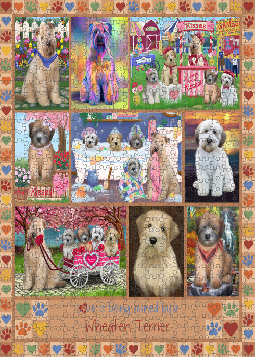 Love is Being Owned Wheaten Terrier Dog Beige Puzzle with Photo Tin PUZL98708