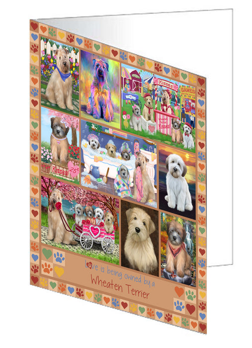 Love is Being Owned Wheaten Terrier Dog Beige Handmade Artwork Assorted Pets Greeting Cards and Note Cards with Envelopes for All Occasions and Holiday Seasons GCD77540