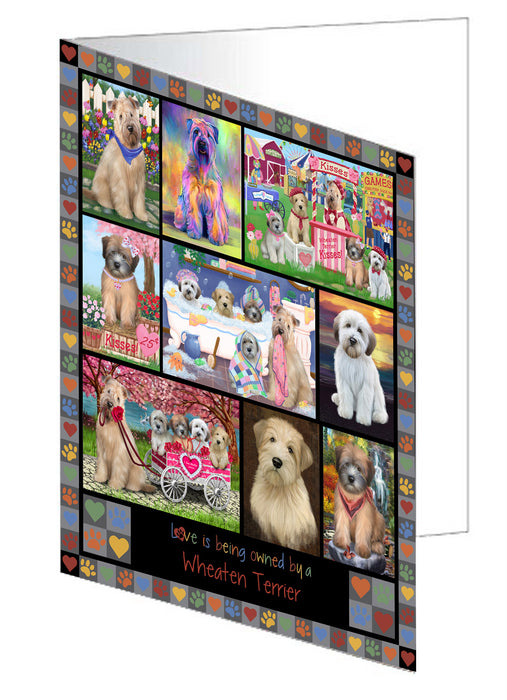 Love is Being Owned Wheaten Terrier Dog Grey Handmade Artwork Assorted Pets Greeting Cards and Note Cards with Envelopes for All Occasions and Holiday Seasons GCD77543
