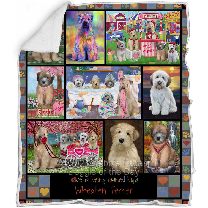 Love is Being Owned Wheaten Terrier Dog Grey Blanket BLNKT138063