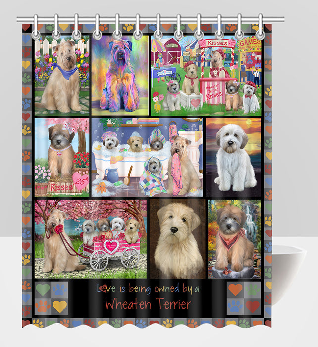 Love is Being Owned Wheaten Terrier Dog Grey Shower Curtain