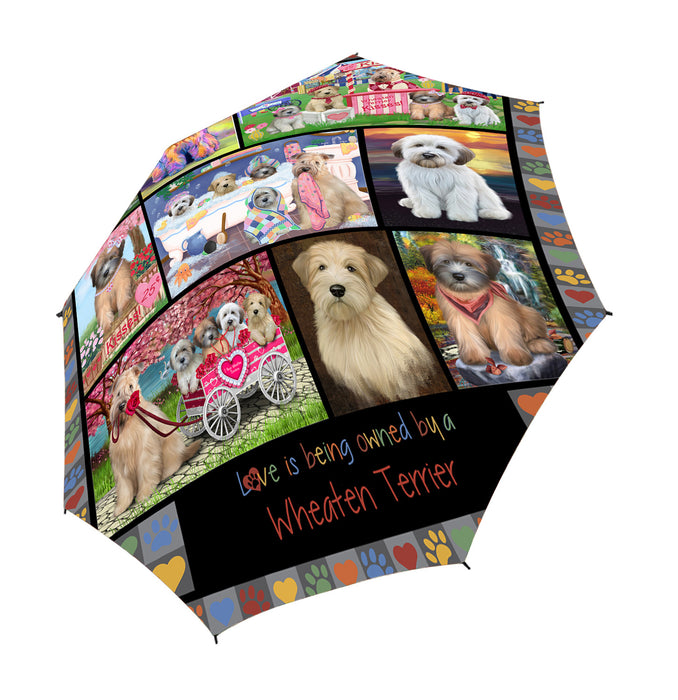 Love is Being Owned Wheaten Terrier Dog Grey Semi-Automatic Foldable Umbrella