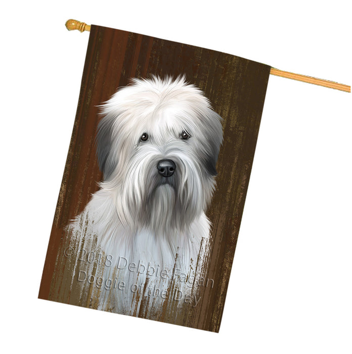 Rustic Wheaten Terrier Dog House Flag FLG50626