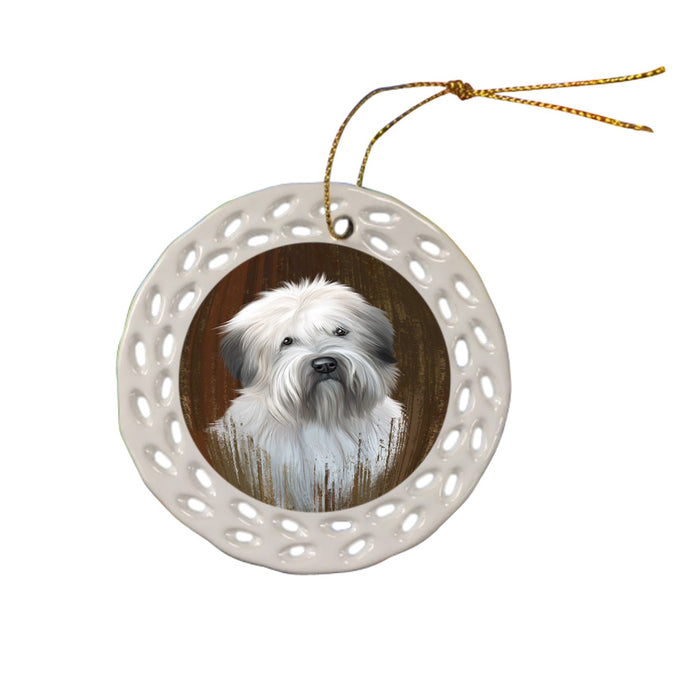 Rustic Wheaten Terrier Dog Ceramic Doily Ornament DPOR50597
