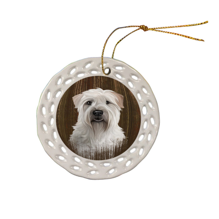 Rustic Wheaten Terrier Dog Ceramic Doily Ornament DPOR50599
