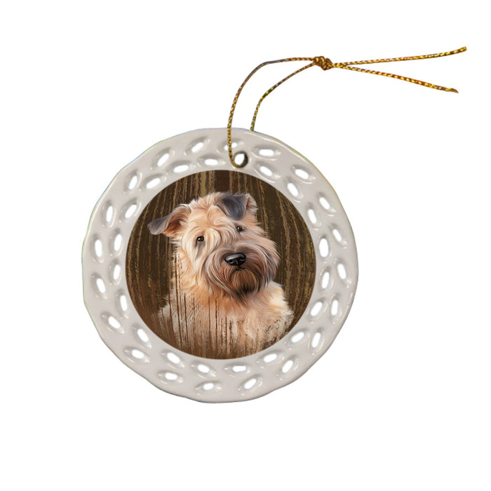 Rustic Wheaten Terrier Dog Ceramic Doily Ornament DPOR50600