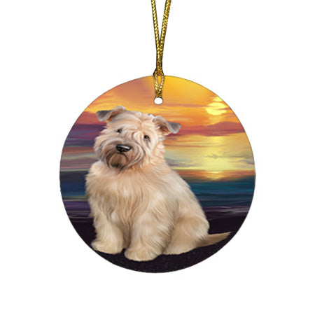 Wheaten Terrier Dog Round Flat Christmas Ornament RFPOR51784