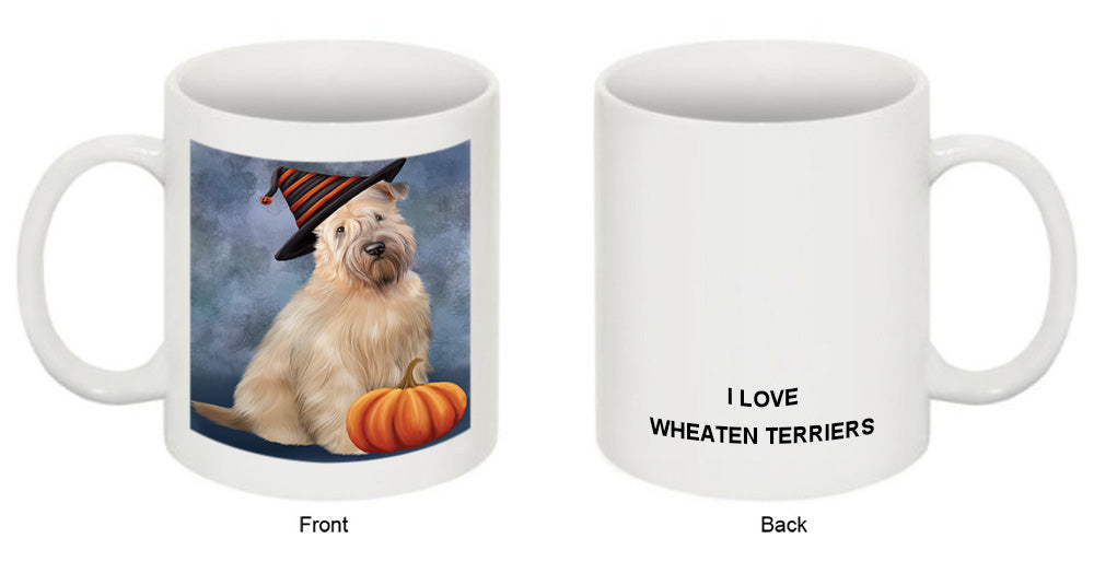 Happy Halloween Wheaten Terrier Dog Wearing Witch Hat with Pumpkin Coffee Mug MUG50148