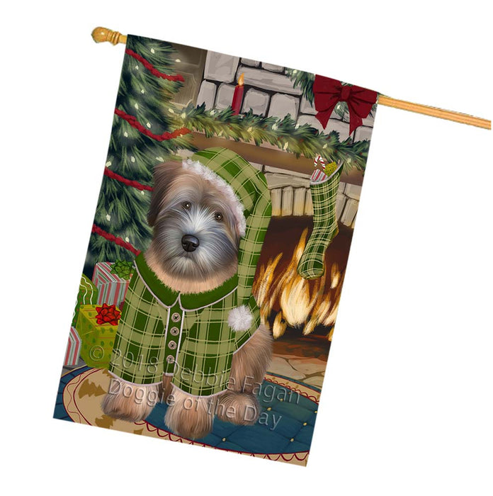 The Stocking was Hung Wheaten Terrier Dog House Flag FLG56087