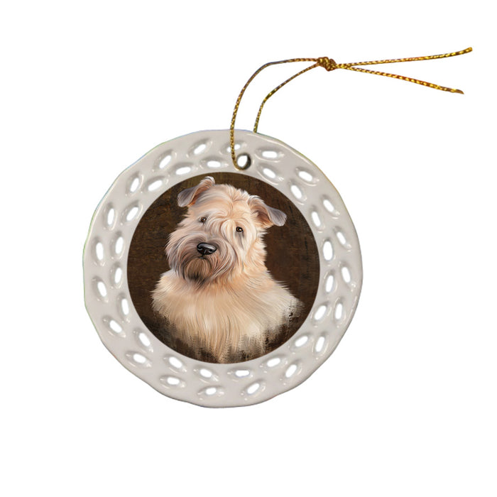 Rustic Wheaten Terrier Dog Ceramic Doily Ornament DPOR54500