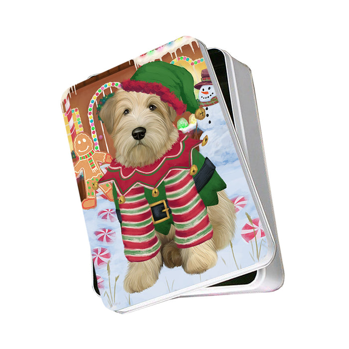 Christmas Gingerbread House Candyfest Wheaten Terrier Dog Photo Storage Tin PITN56539