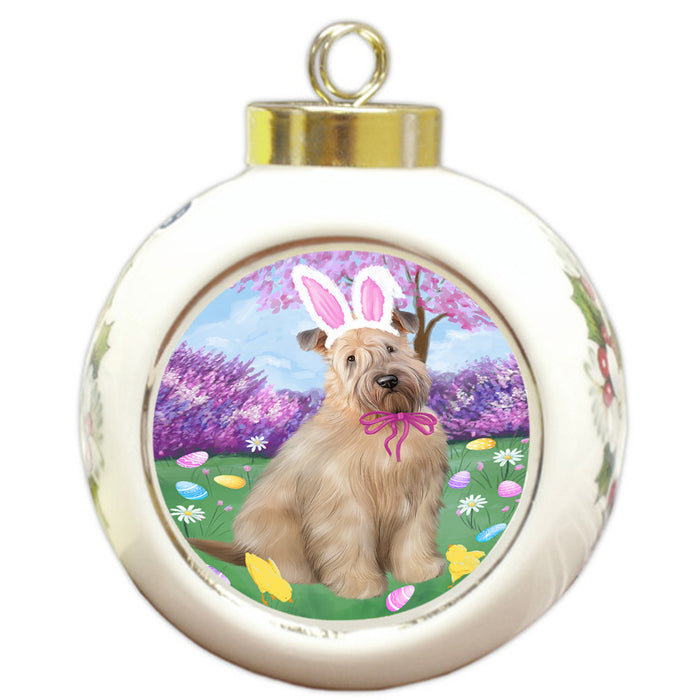 Easter Holiday Wheaten Terrier Dog Round Ball Christmas Ornament RBPOR57352