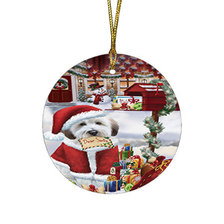 Wheaten Terrier Dog Dear Santa Letter Christmas Holiday Mailbox Round Flat Christmas Ornament RFPOR53549