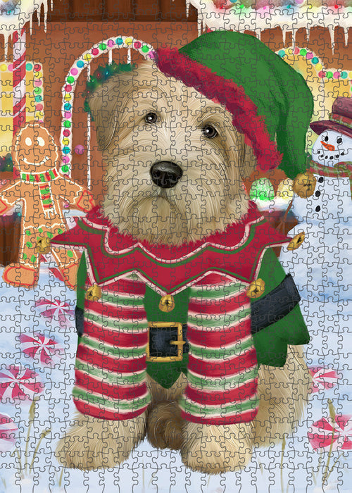 Christmas Gingerbread House Candyfest Wheaten Terrier Dog Puzzle with Photo Tin PUZL94584