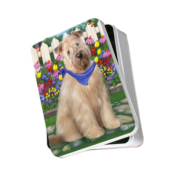 Spring Floral Wheaten Terrier Dog Photo Storage Tin PITN52282