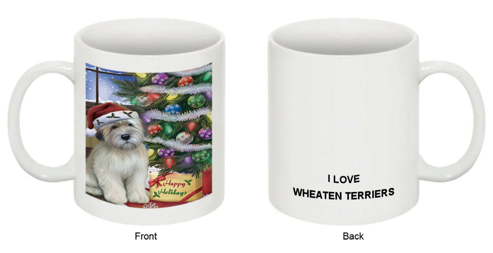 Christmas Happy Holidays Wheaten Terrier Dog with Tree and Presents Coffee Mug MUG48875