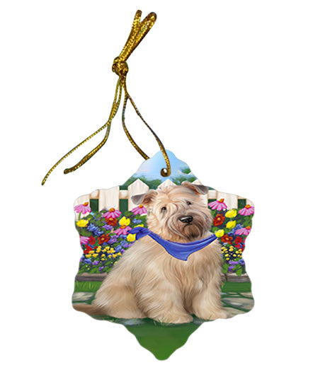 Spring Floral Wheaten Terrier Dog Star Porcelain Ornament SPOR52273