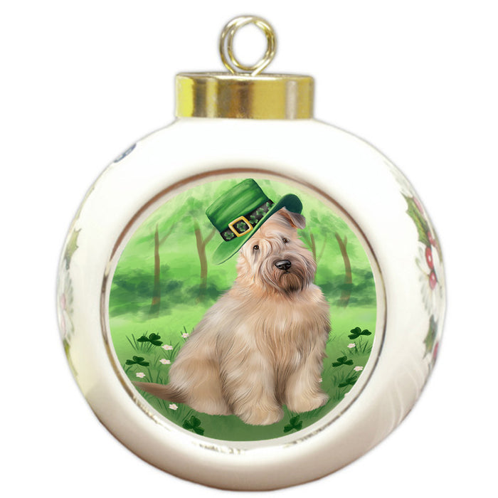 St. Patricks Day Irish Portrait Wheaten Terrier Dog Round Ball Christmas Ornament RBPOR58182
