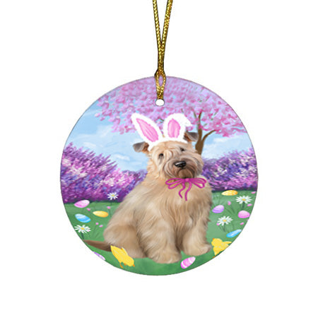 Easter Holiday Wheaten Terrier Dog Round Flat Christmas Ornament RFPOR57352