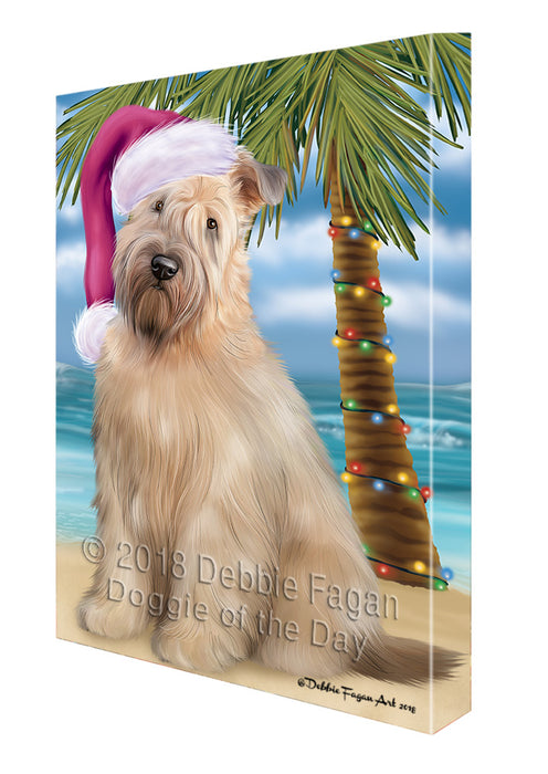 Summertime Happy Holidays Christmas Wheaten Terrier Dog on Tropical Island Beach Canvas Print Wall Art Décor CVS109187