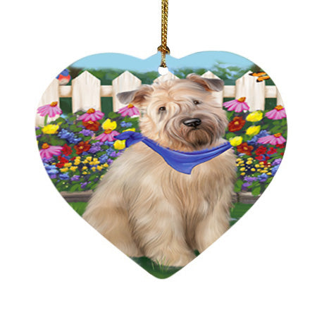 Spring Floral Wheaten Terrier Dog Heart Christmas Ornament HPOR52282