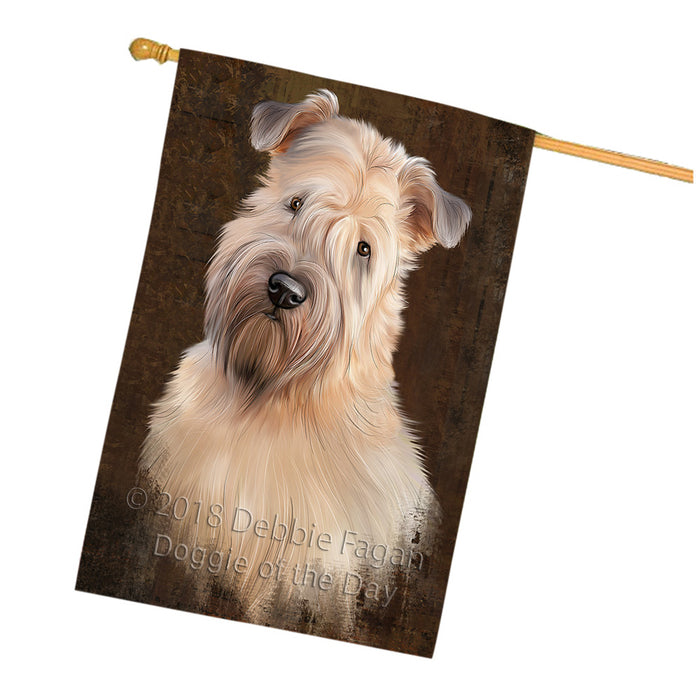 Rustic Wheaten Terrier Dog House Flag FLG54698