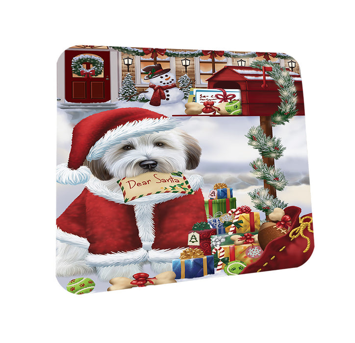 Wheaten Terrier Dog Dear Santa Letter Christmas Holiday Mailbox Coasters Set of 4 CST53516