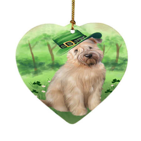St. Patricks Day Irish Portrait Wheaten Terrier Dog Heart Christmas Ornament HPOR57995