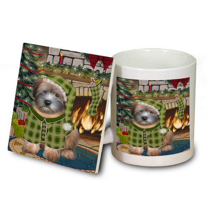 The Stocking was Hung Wheaten Terrier Dog Mug and Coaster Set MUC55650